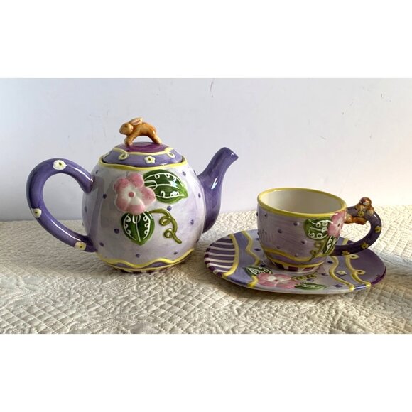 Home Interiors Bunny teapot with cup and saucer - Picture 14 of 14